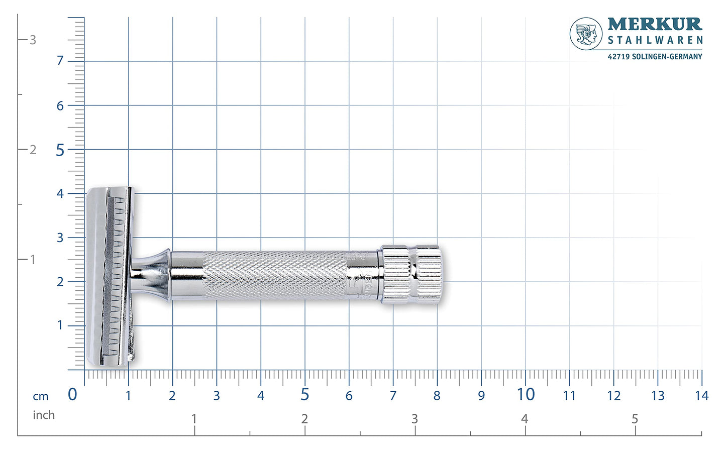 MERKUR Rasierhobel Schrägschnitt Glanzchrom 37C | Zweiteiliger Rasierer mit schrägem Schnitt | Geschlossener Kamm | Ideal für Nassrasur | Zinkdruckguss | Messing Griffstück | Made in Germany