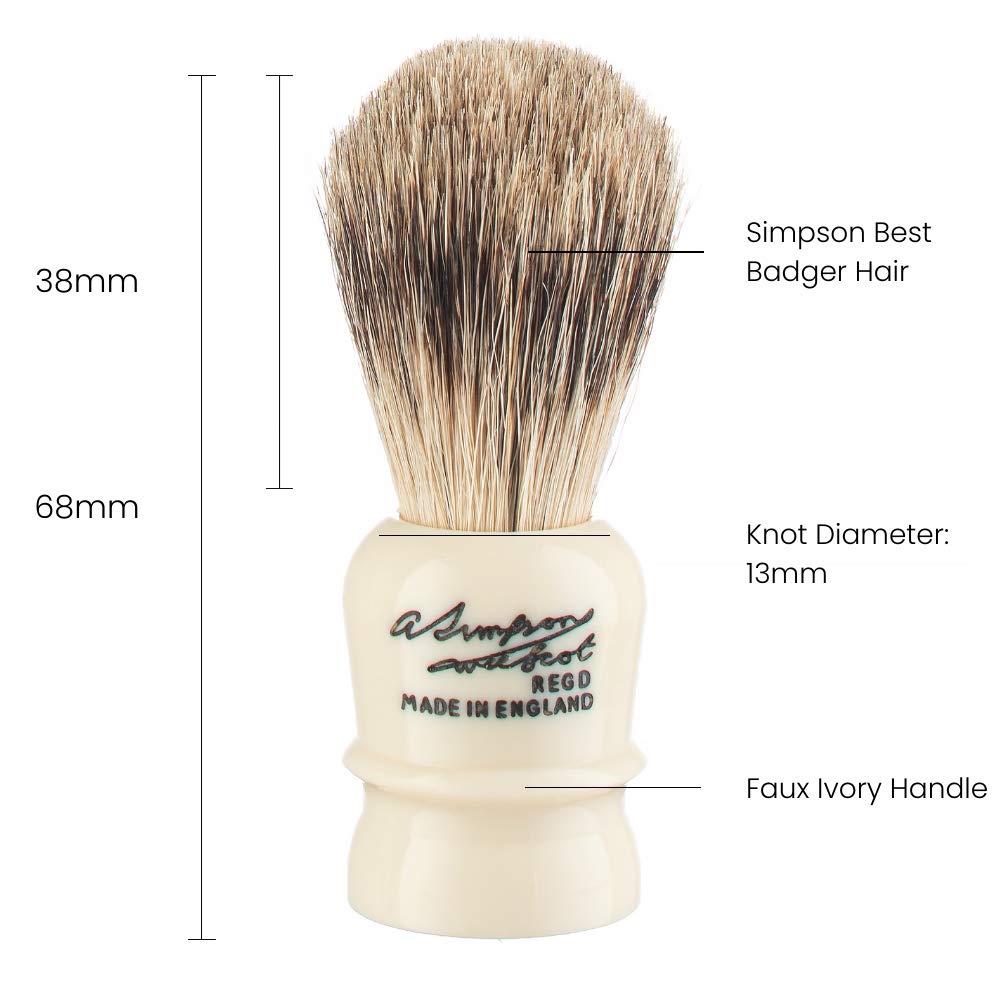 Simpsons Wee Scot Best Badger Hair Shaving Brush With Imitation Ivory Handle