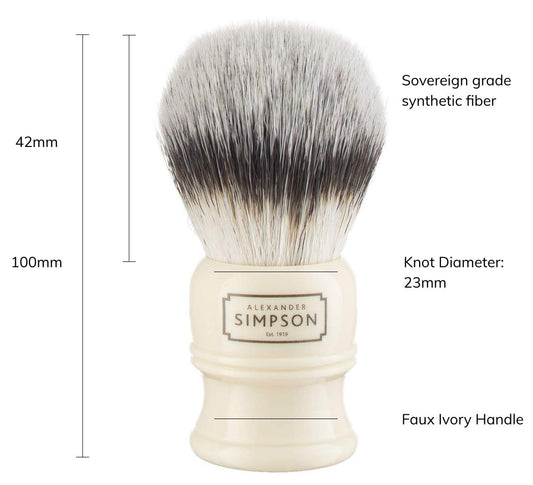 Simpson Shaving Brushes Alexander Trafalgar Synthetic Shaving Brush with Imitation Ivory Handle