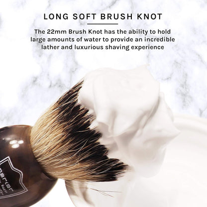 Parker Safety Razor 100% Silvertip Badger Bristle Faux Horn Handle Shaving Brush - Brush Stand Included