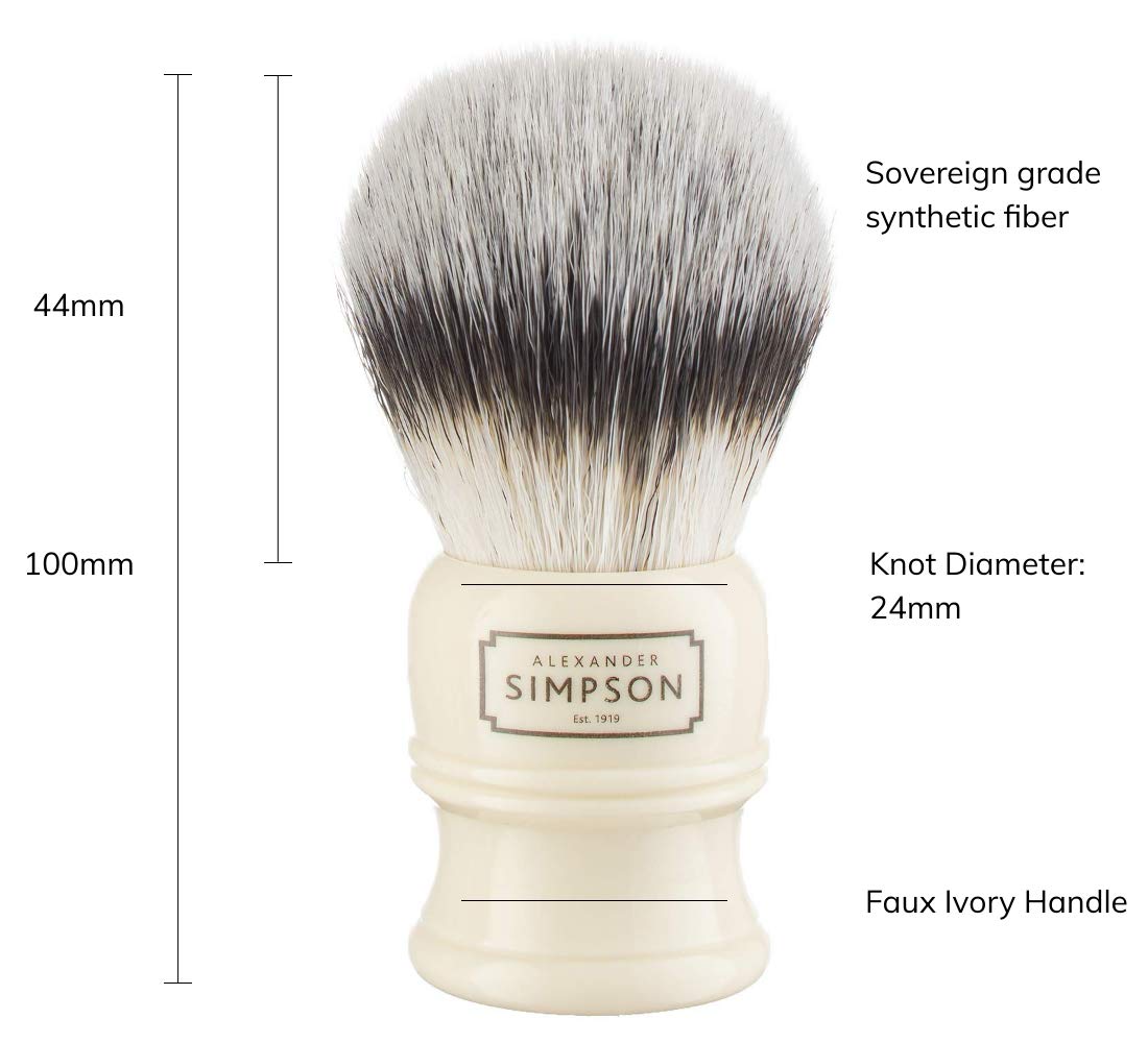 Simpson Shaving Brushes Alexander Trafalgar Synthetic Shaving Brush with Imitation Ivory Handle