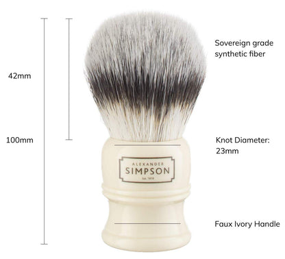 Simpson Shaving Brushes Alexander Trafalgar Synthetic Shaving Brush with Imitation Ivory Handle