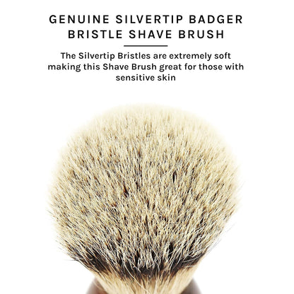 Parker Safety Razor 100% Silvertip Badger Bristle Faux Horn Handle Shaving Brush - Brush Stand Included