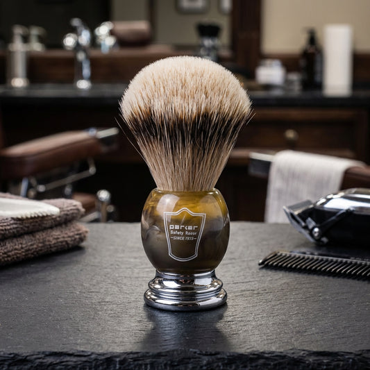 Parker - Silvertip Badger Bristle Faux Horn Handle Shaving Brush Only